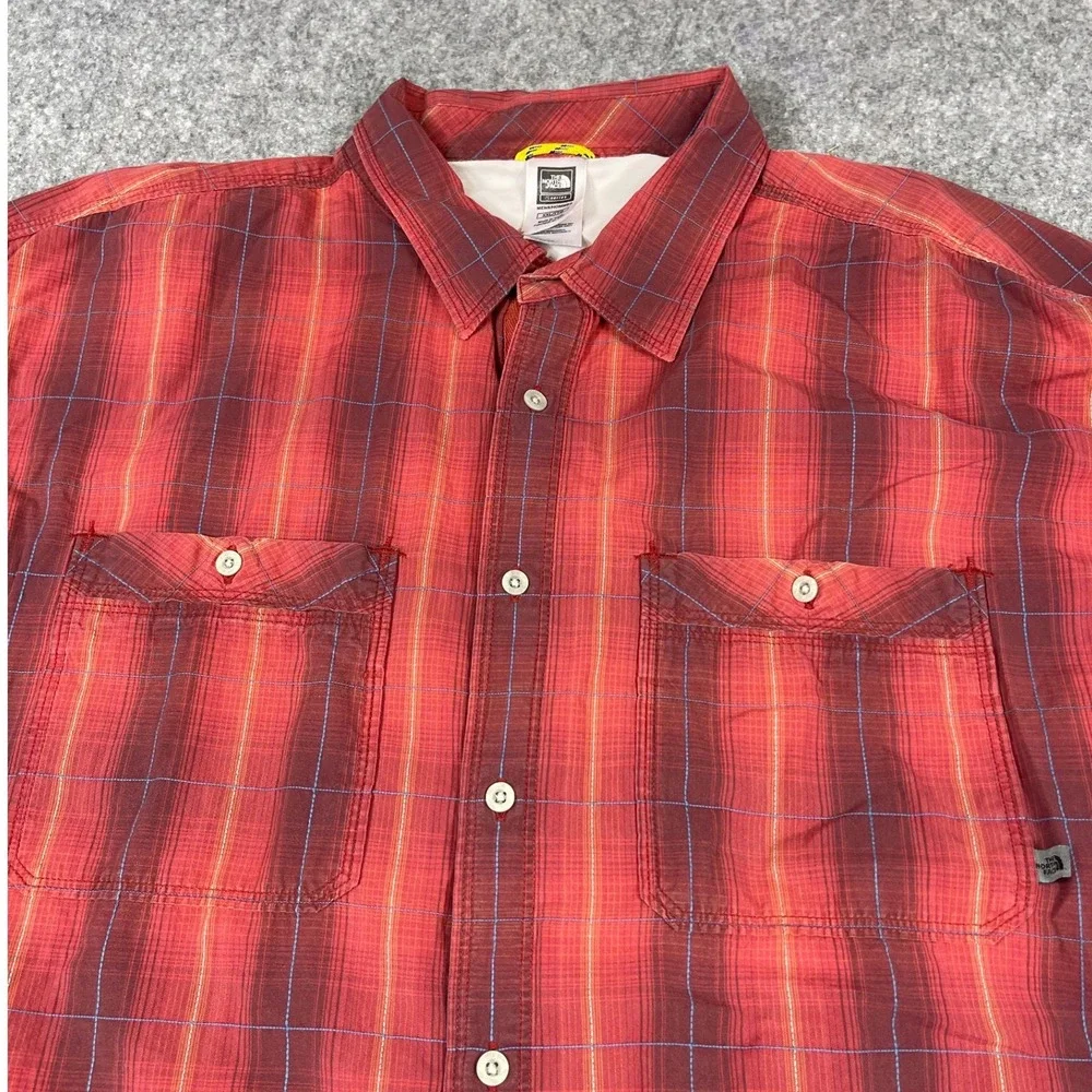The North Face Mens XXL Red Plaid Long Sleeve Button Down Cotton Shirt